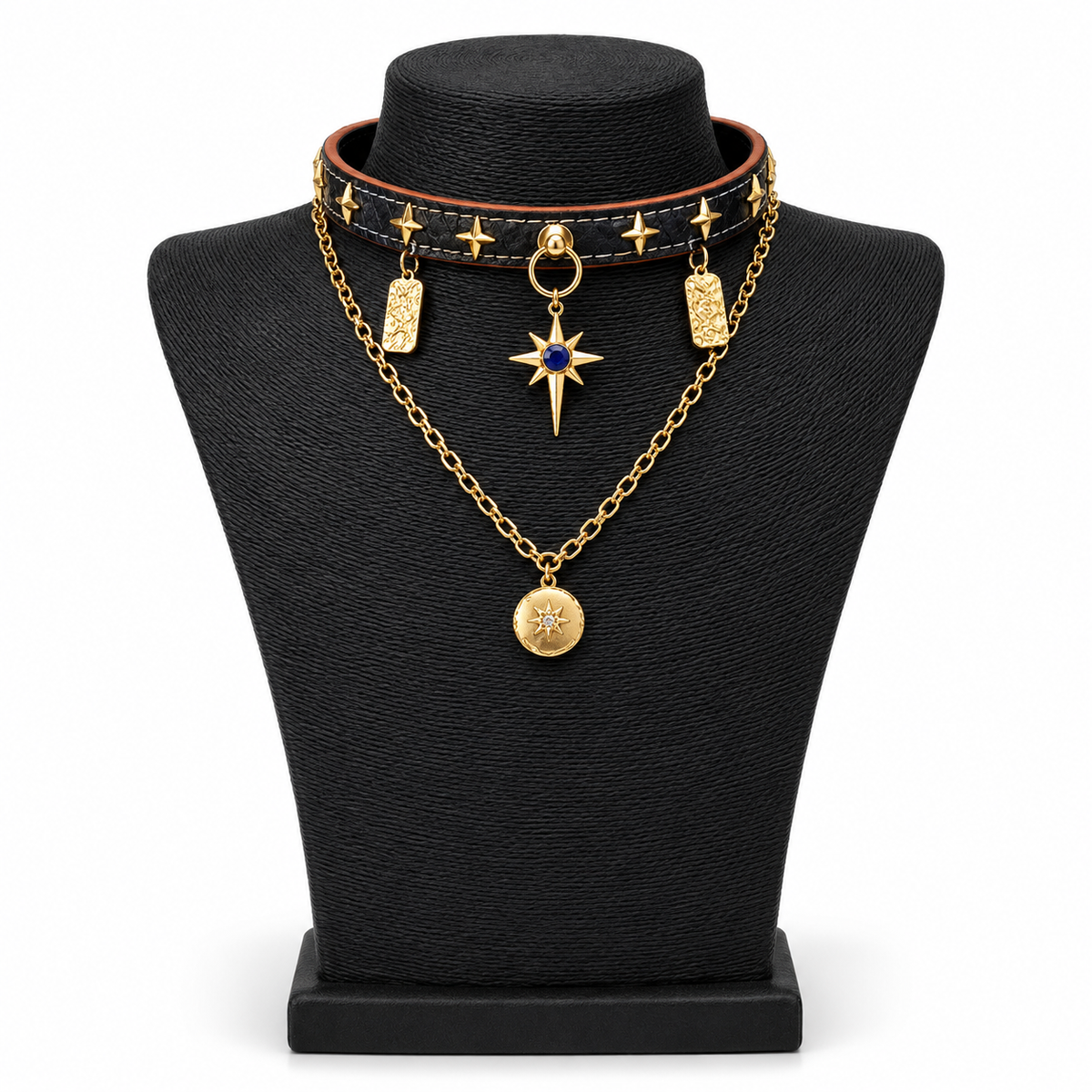 Gargantilla choker negra con cadena