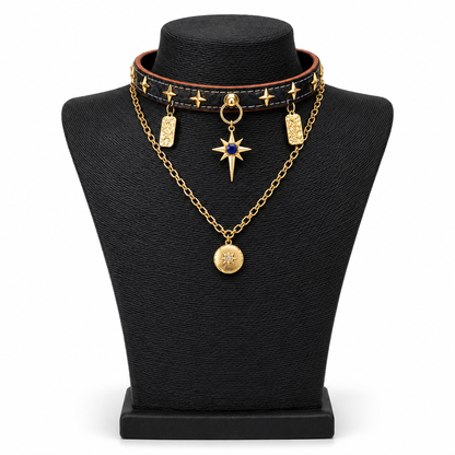 Gargantilla choker negra con cadena