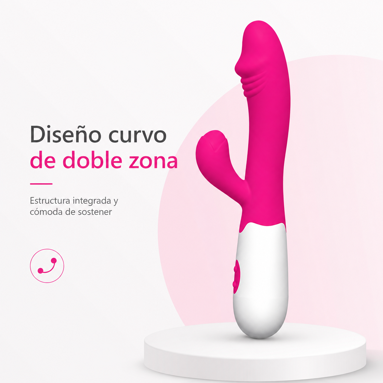 Estimulador curvo de doble zona con 10 modos y cambio de dirección: detalle del producto