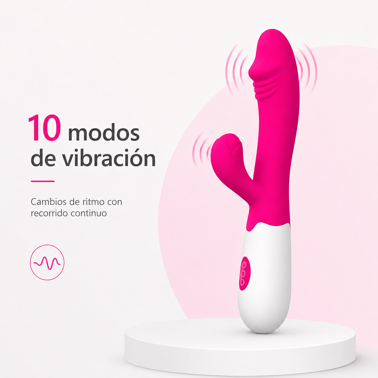 Estimulador curvo de doble zona con 10 modos y cambio de dirección: detalle del producto