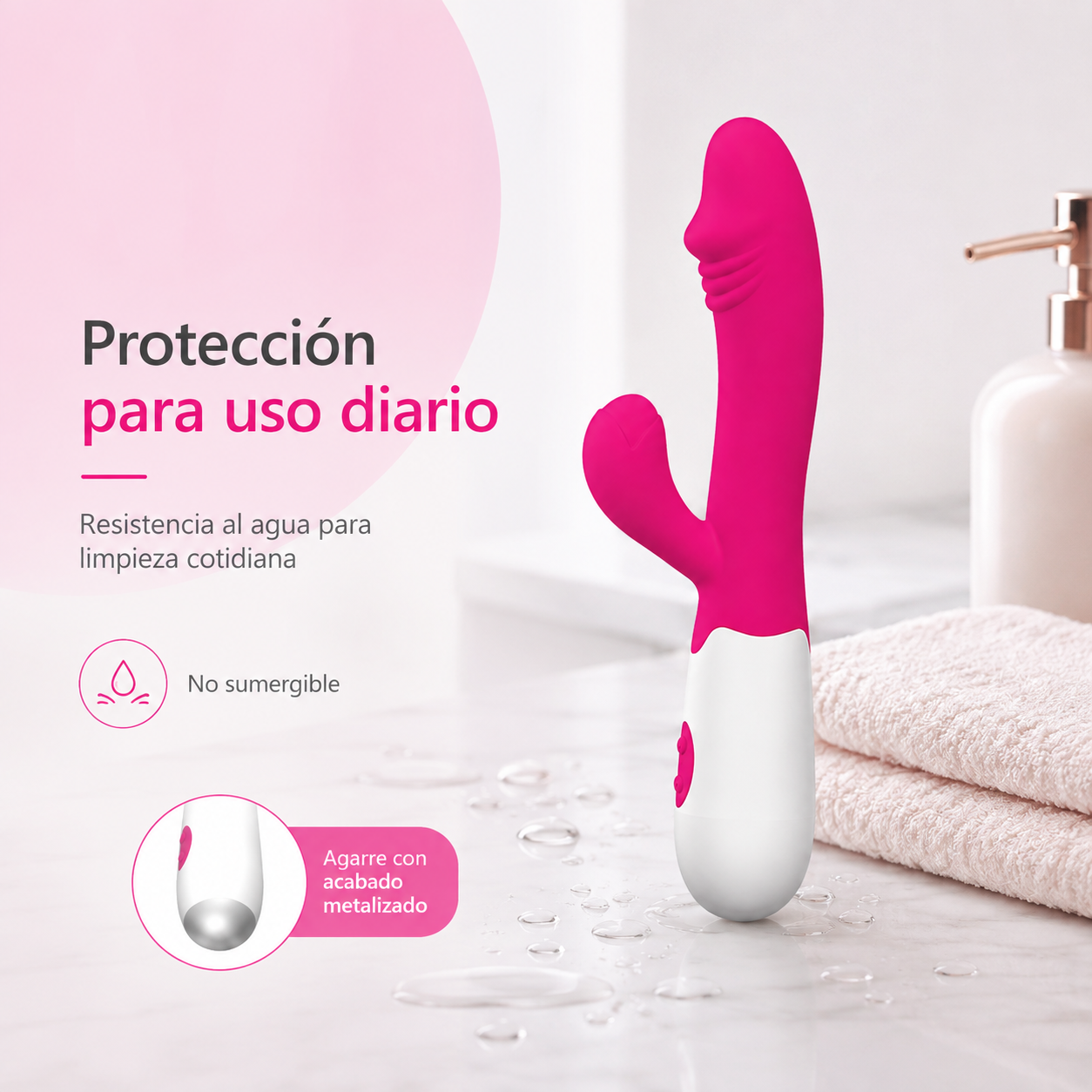 Estimulador curvo de doble zona con 10 modos y cambio de dirección: detalle del producto