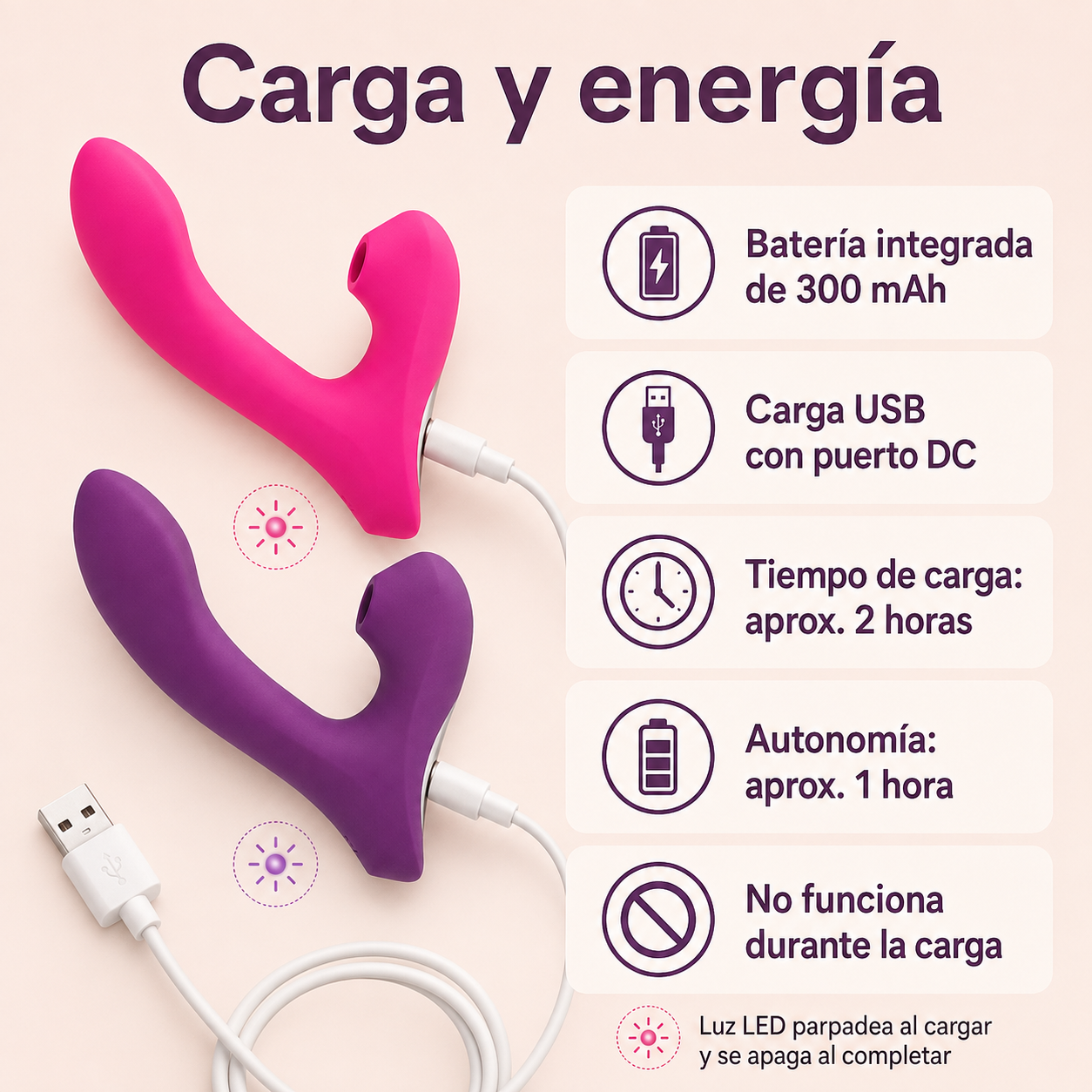 Estimulador curvo de doble zona con succión y vibración: detalle del producto