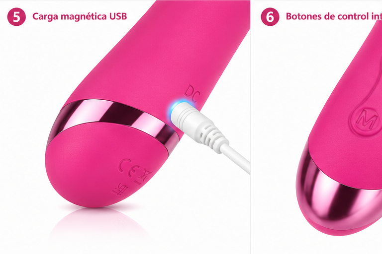 Masajeador vibratorio curvo rosa: detalle del producto