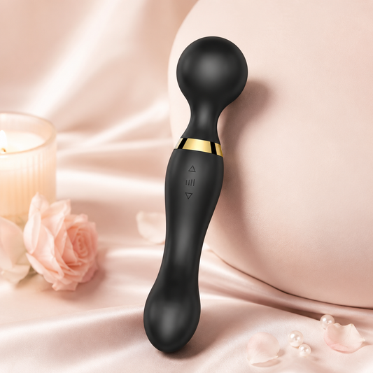 Vibrador de doble extremo con control independiente en color Negro