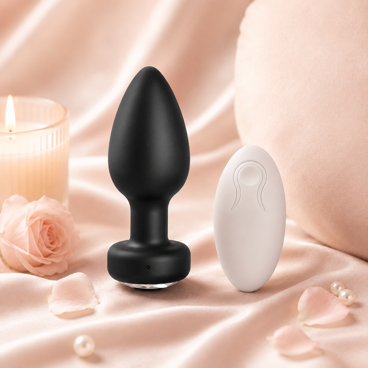 Plug anal vibrador compacto con control remoto en color Negro