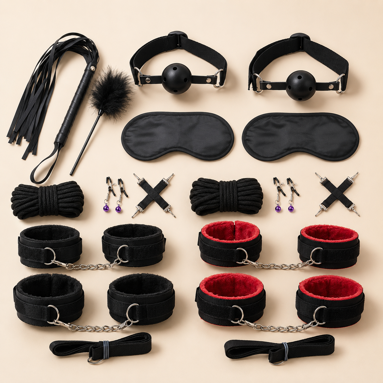 Set de bondage de 10 piezas con correas y accesorios: detalle del producto