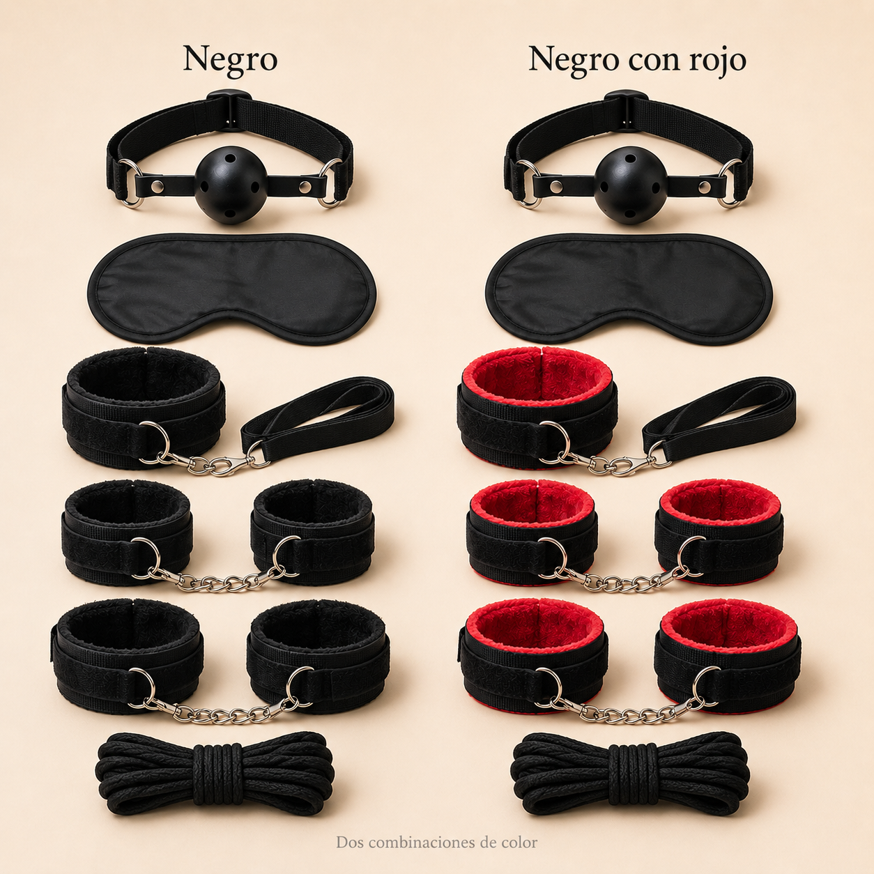 Set de bondage de 10 piezas con correas y accesorios: detalle del producto