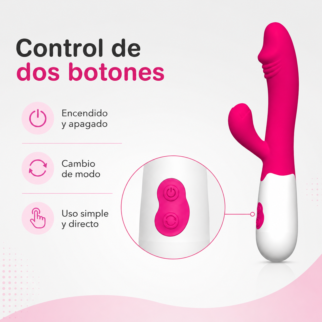 Vibrador clásico de doble zona con control de frecuencia: detalle del producto