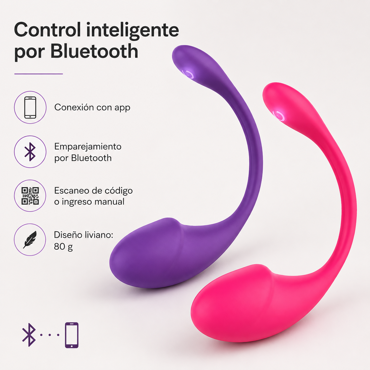 Vibrador curvo con control por app y 9 modos: detalle del producto