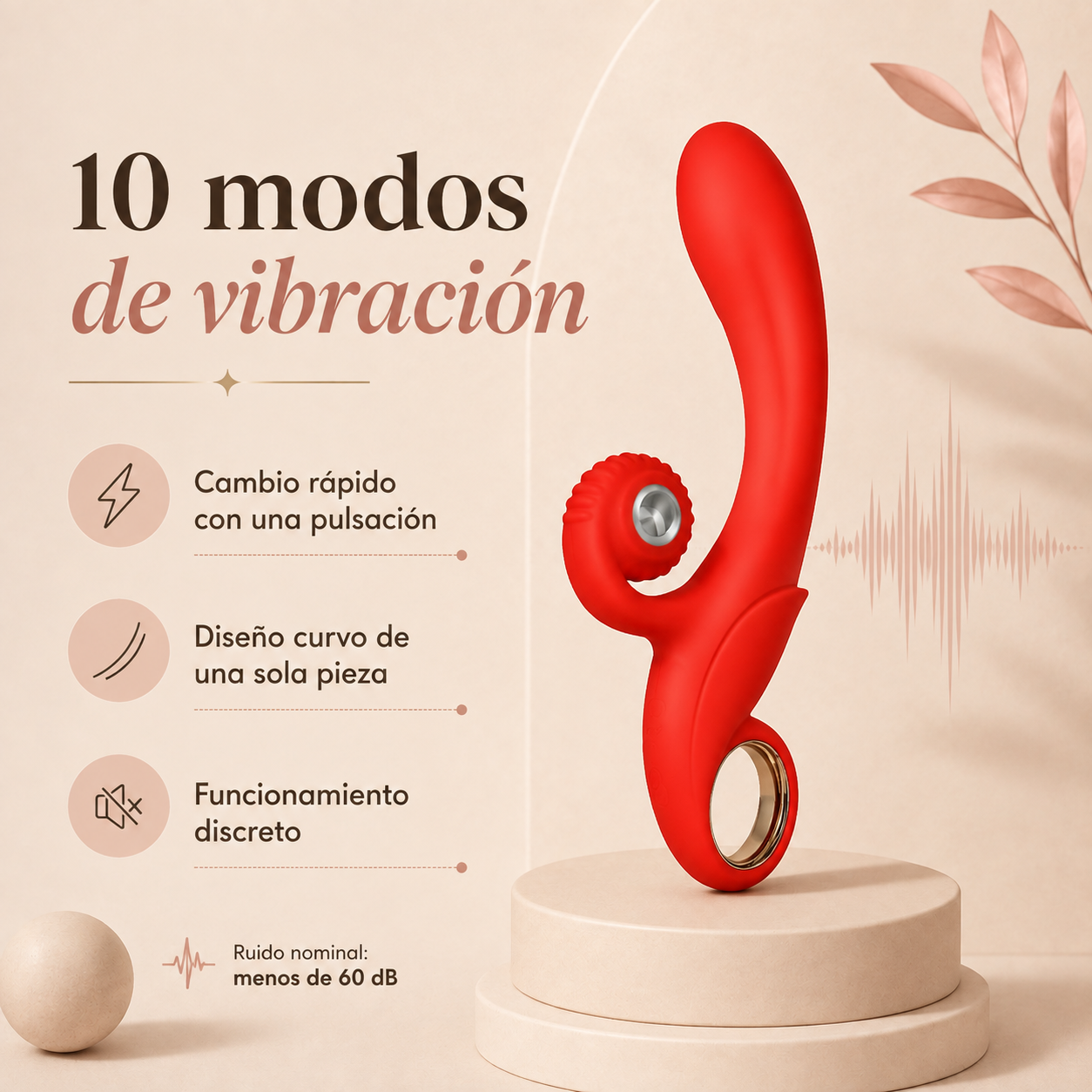 Vibrador curvo de doble estimulación con diseño espiral: detalle del producto