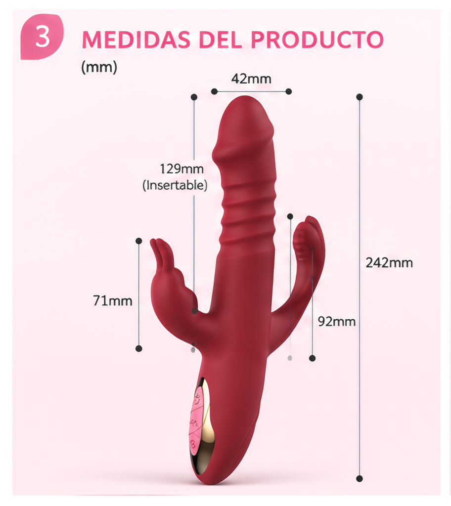 Vibrador de triple estimulación con movimiento flexible: detalle del producto