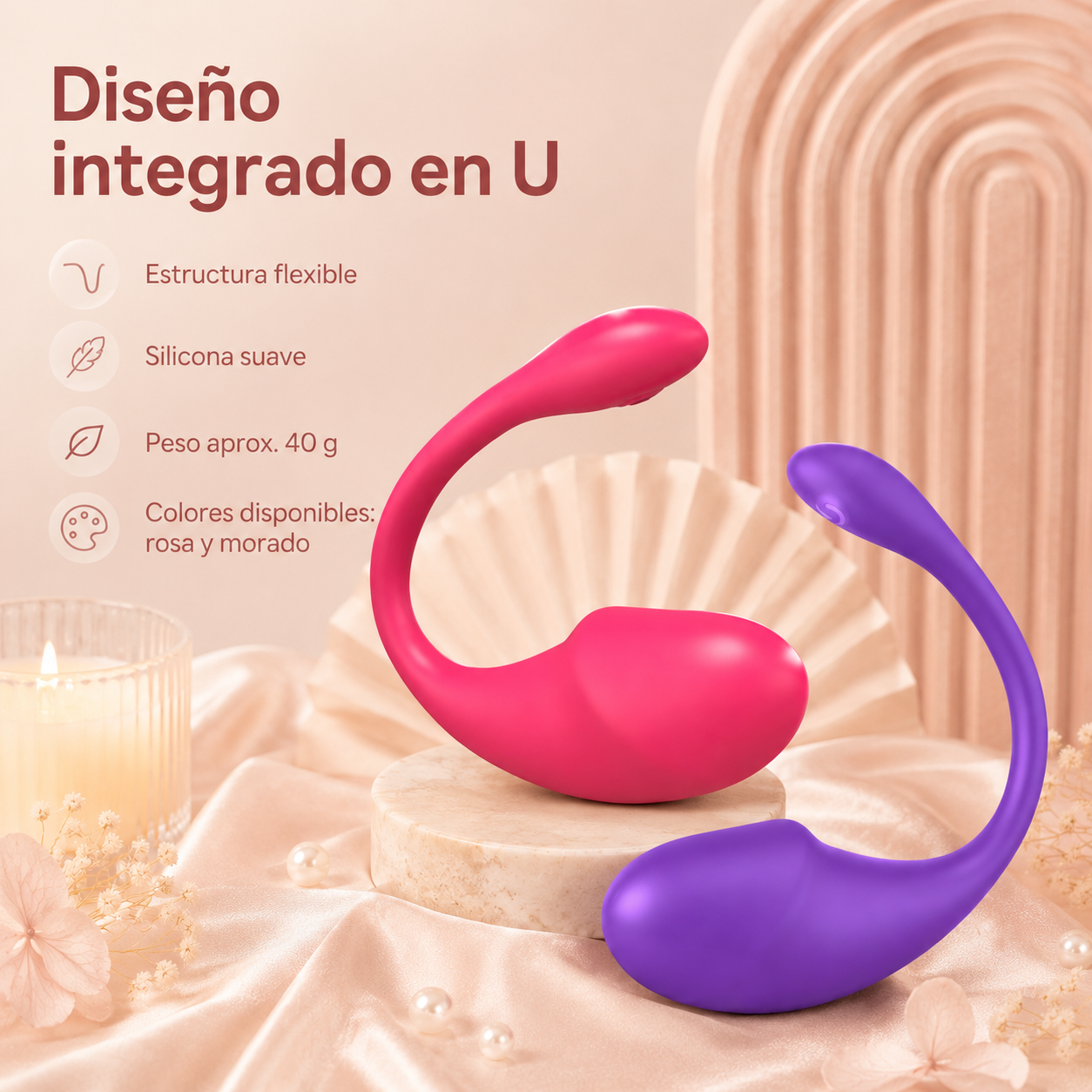 Vibrador portátil en U con control por app y 9 modos: detalle del producto