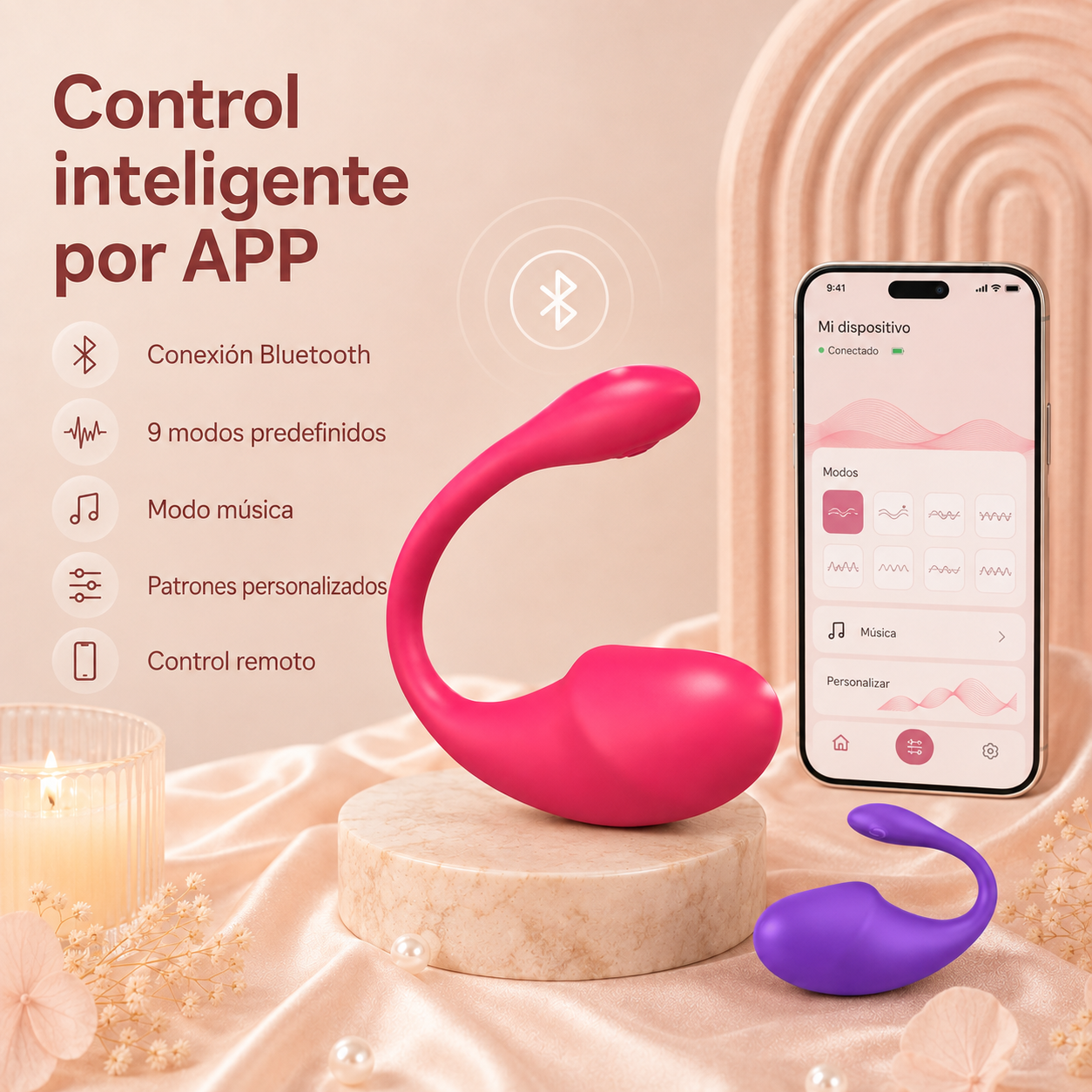 Vibrador portátil en U con control por app y 9 modos: detalle del producto