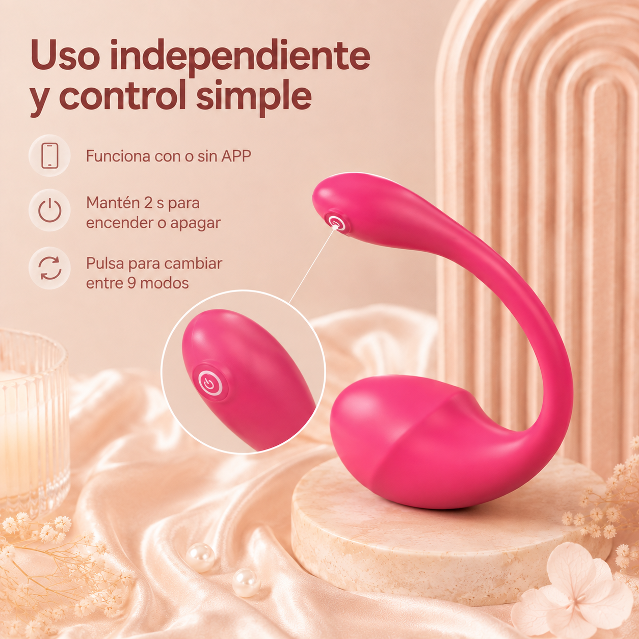 Vibrador portátil en U con control por app y 9 modos: detalle del producto