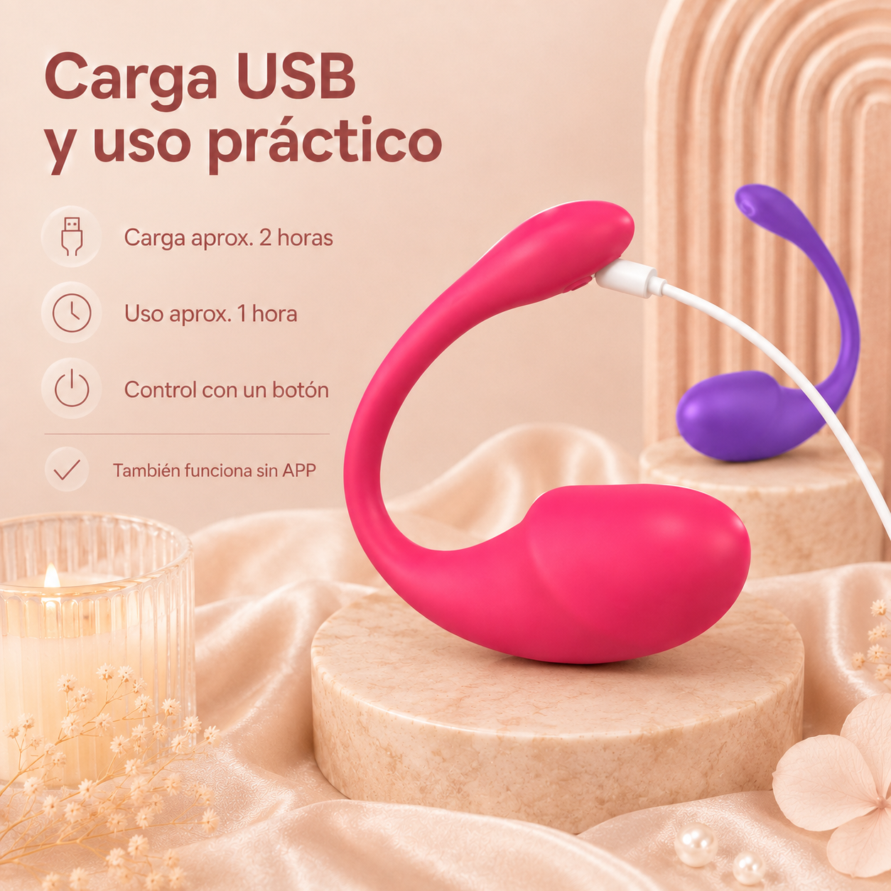 Vibrador portátil en U con control por app y 9 modos: detalle del producto