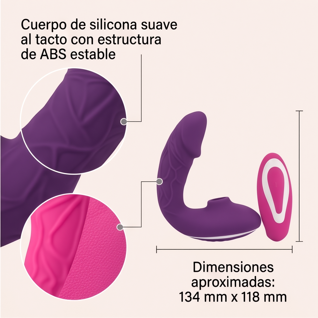 Vibrador wearable con succión y doble control: detalle del producto